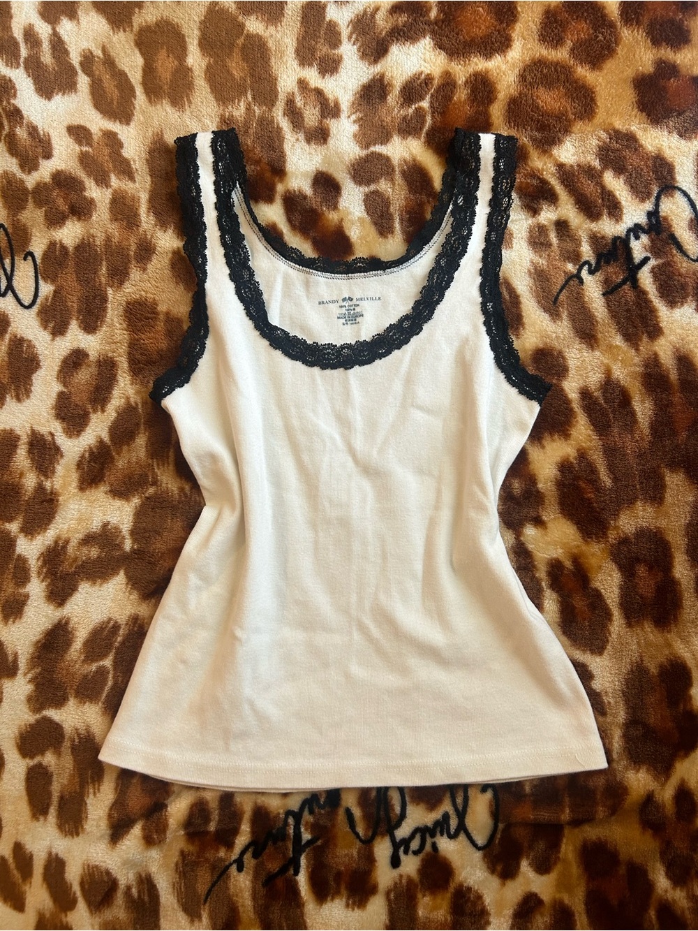 Brandy Melville White Lace-Trim Tank Top - Women